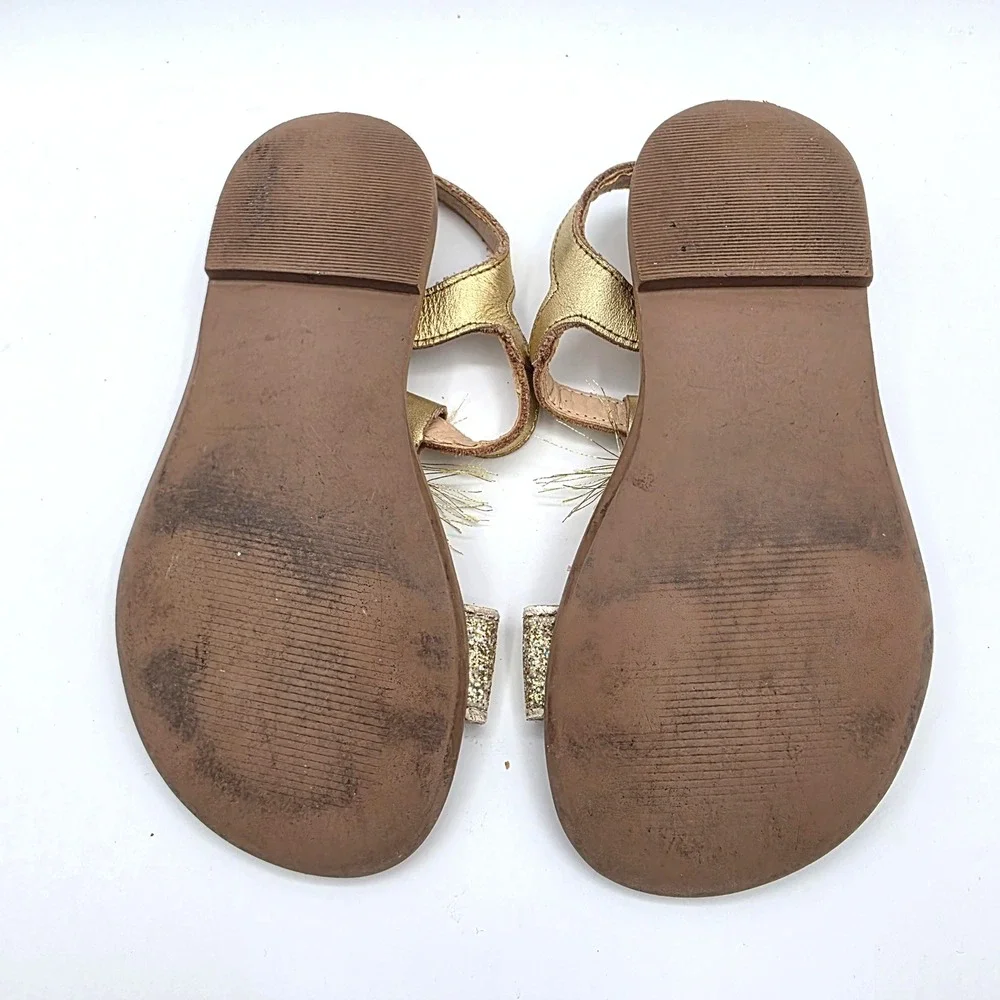 Mini Boden Girls Gold Glitter Tassel Sandals Size‎ EU 28 Metallic Pink Orange